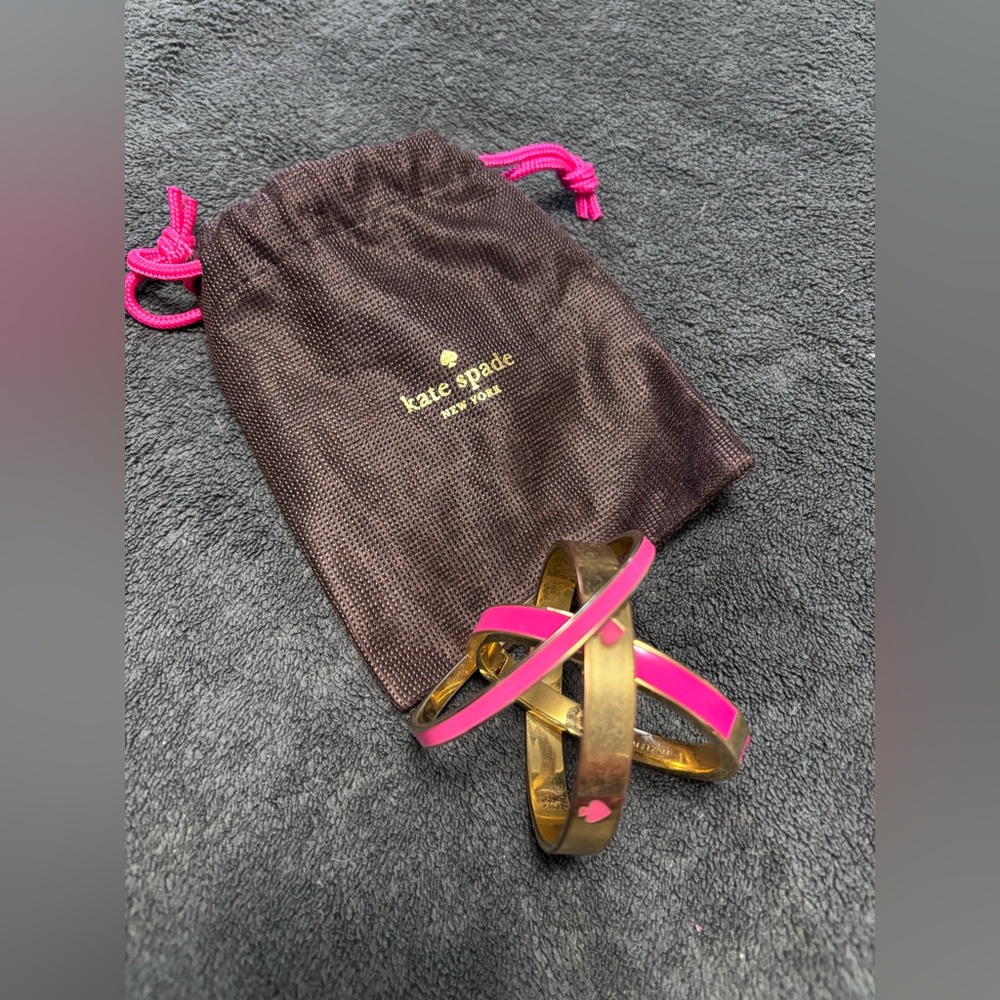 kate spade Gold and Hot Pink Enamel Bangle Set